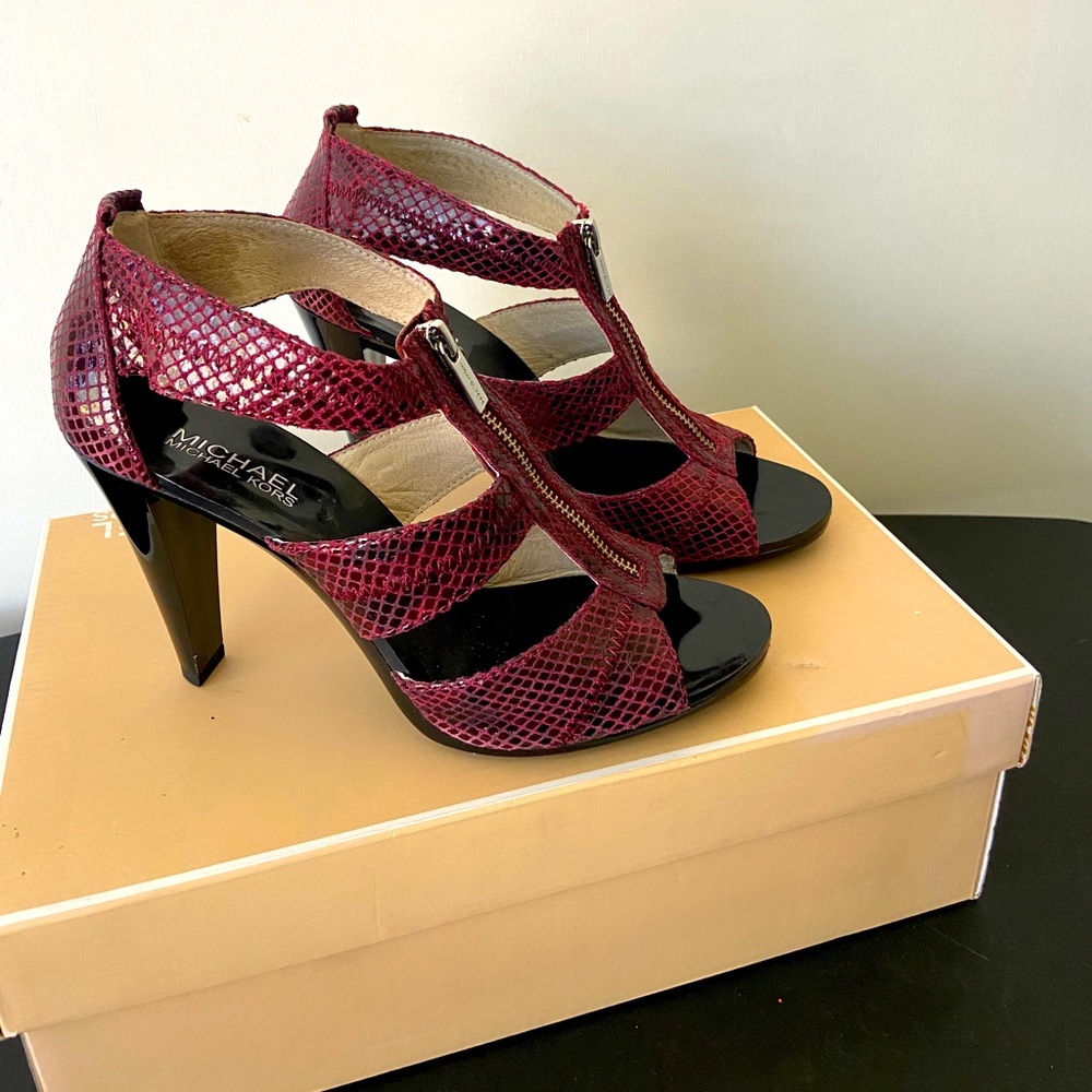 Michael Kors Peep Toe, Zippered Leather Pumps